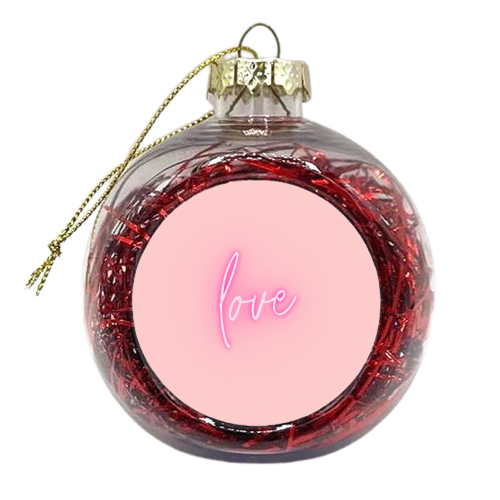 Love in pink typography - xmas bauble by Proper Job Studio