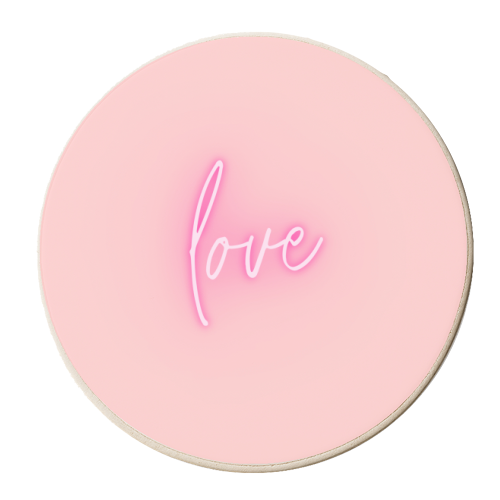 Love in pink typography - personalised beer coaster by Proper Job Studio