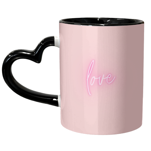 Love in pink typography - unique mug by Proper Job Studio