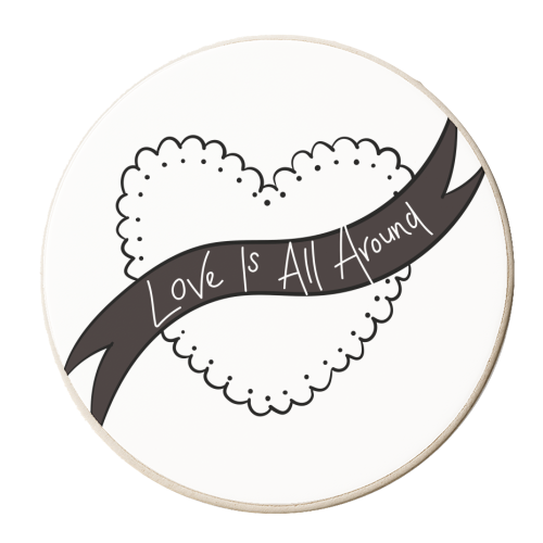 Love Is All Around Monochrome - personalised beer coaster by Betty & The Roses