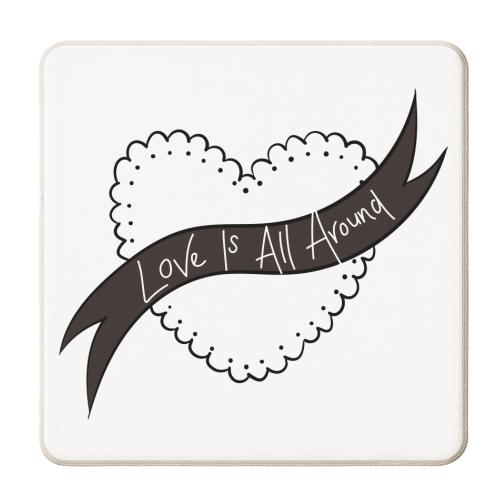 Love Is All Around Monochrome - personalised beer coaster by Betty & The Roses
