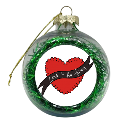 Love Is All Around Tattoo Heart - xmas bauble by Betty & The Roses