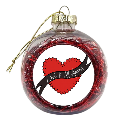 Love Is All Around Tattoo Heart - xmas bauble by Betty & The Roses