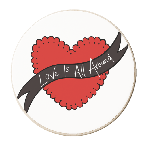 Love Is All Around Tattoo Heart - personalised beer coaster by Betty & The Roses