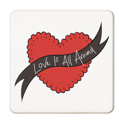 Love Is All Around Tattoo Heart - personalised beer coaster by Betty & The Roses