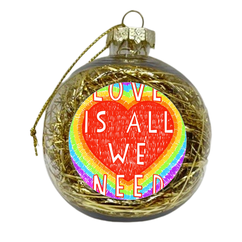 Love Is All We Need Rainbow Heart - xmas bauble by Adam Regester