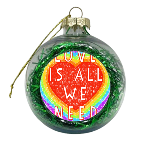 Love Is All We Need Rainbow Heart - xmas bauble by Adam Regester