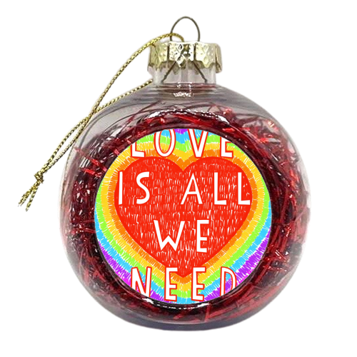 Love Is All We Need Rainbow Heart - xmas bauble by Adam Regester