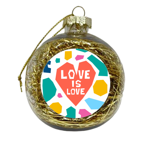 Love Is Love Mosaic Paper cut - xmas bauble by Adam Regester