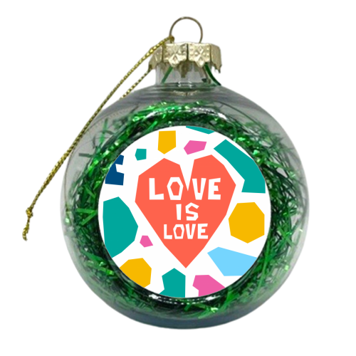 Love Is Love Mosaic Paper cut - xmas bauble by Adam Regester