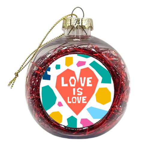 Love Is Love Mosaic Paper cut - xmas bauble by Adam Regester