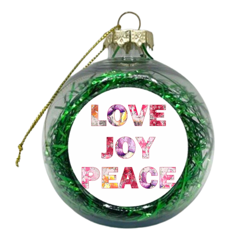 Love Joy Peace Floral - xmas bauble by Charlene Marriott