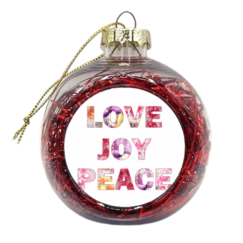 Love Joy Peace Floral - xmas bauble by Charlene Marriott