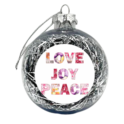 Love Joy Peace Floral - xmas bauble by Charlene Marriott