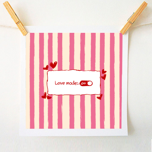 Love Mode On Pink Aesthetic Stripes - A1 - A4 art print by EZbie