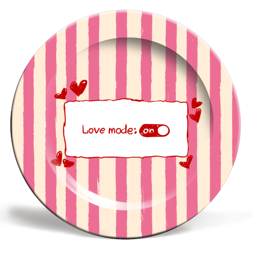 Love Mode On Pink Aesthetic Stripes - ceramic dinner plate by EZbie