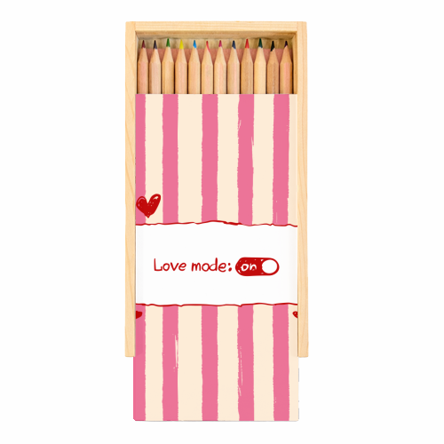 Love Mode On Pink Aesthetic Stripes - Coloured Pencils with Box by EZbie