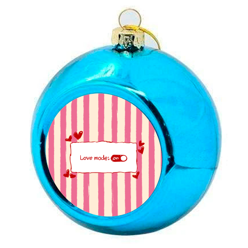 Love Mode On Pink Aesthetic Stripes - colourful christmas bauble by EZbie
