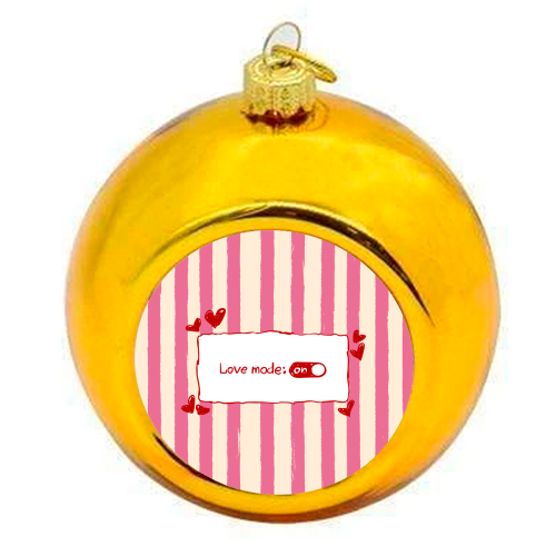 Love Mode On Pink Aesthetic Stripes - colourful christmas bauble by EZbie