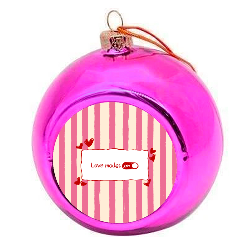 Love Mode On Pink Aesthetic Stripes - colourful christmas bauble by EZbie