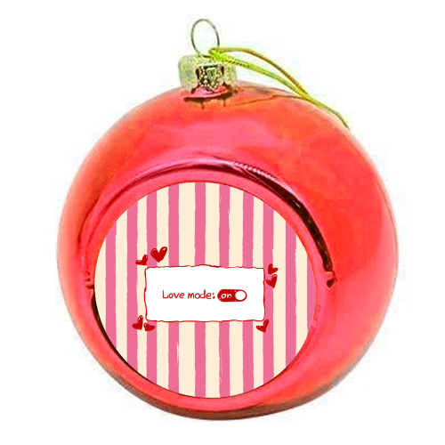 Love Mode On Pink Aesthetic Stripes - colourful christmas bauble by EZbie
