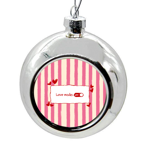 Love Mode On Pink Aesthetic Stripes - colourful christmas bauble by EZbie