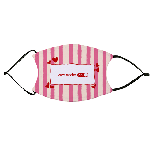 Love Mode On Pink Aesthetic Stripes - face cover mask by EZbie
