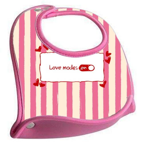 Love Mode On Pink Aesthetic Stripes - feeding bib by EZbie