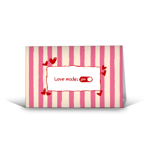 Love Mode On Pink Aesthetic Stripes - funny greeting card by EZbie