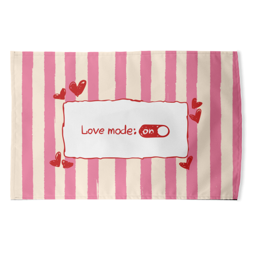 Love Mode On Pink Aesthetic Stripes - funny tea towel by EZbie