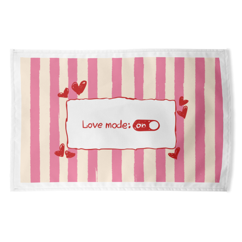 Love Mode On Pink Aesthetic Stripes - funny tea towel by EZbie