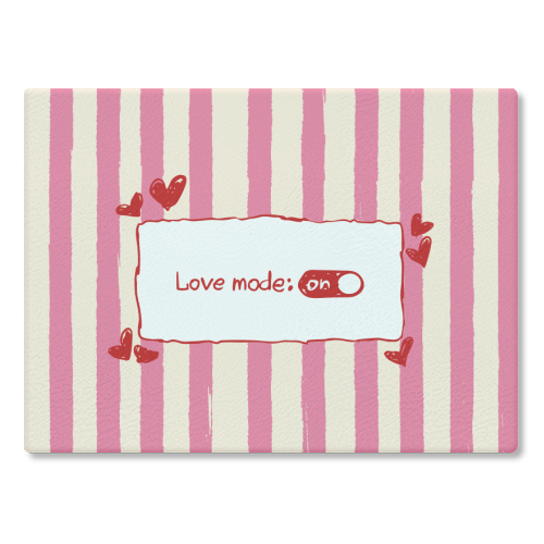 Love Mode On Pink Aesthetic Stripes - glass chopping board by EZbie