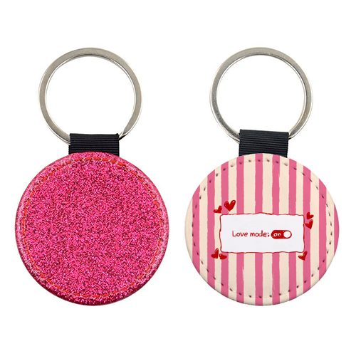 Love Mode On Pink Aesthetic Stripes - keyring by EZbie