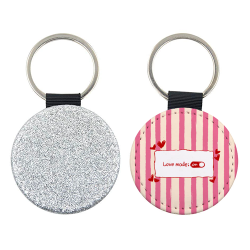 Love Mode On Pink Aesthetic Stripes - keyring by EZbie