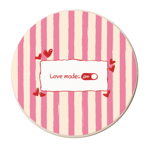 Love Mode On Pink Aesthetic Stripes - personalised beer coaster by EZbie