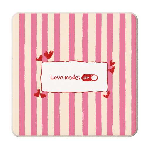 Love Mode On Pink Aesthetic Stripes - personalised beer coaster by EZbie