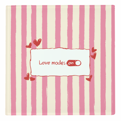 Love Mode On Pink Aesthetic Stripes - personalised beer coaster by EZbie