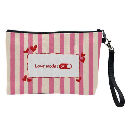 Love Mode On Pink Aesthetic Stripes - pretty makeup bag by EZbie