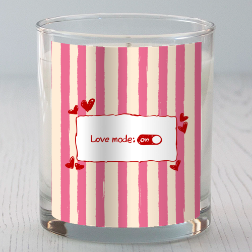 Love Mode On Pink Aesthetic Stripes - scented candle by EZbie