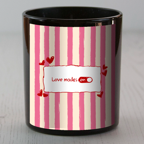 Love Mode On Pink Aesthetic Stripes - scented candle by EZbie