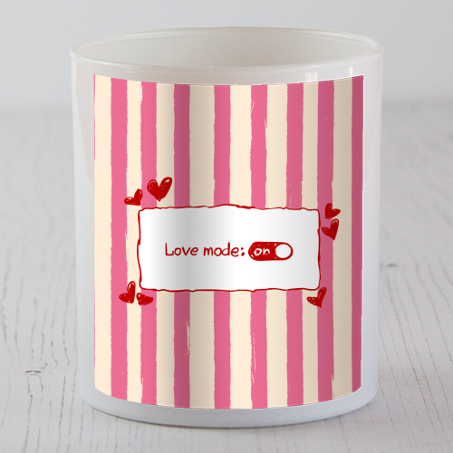 Love Mode On Pink Aesthetic Stripes - scented candle by EZbie
