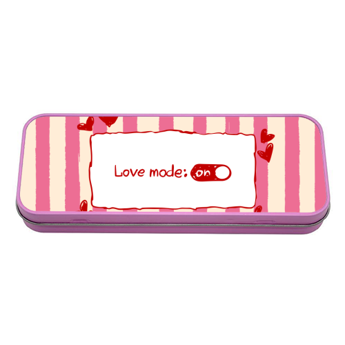 Love Mode On Pink Aesthetic Stripes - tin pencil case by EZbie