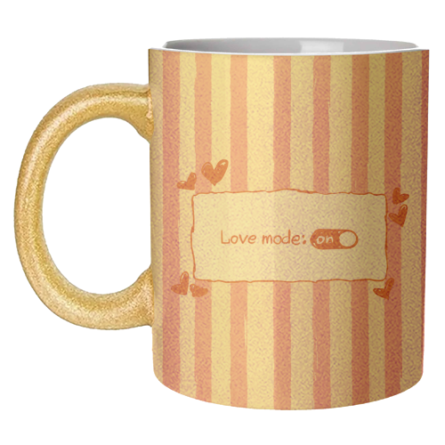 Love Mode On Pink Aesthetic Stripes - unique mug by EZbie