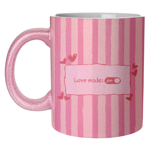 Love Mode On Pink Aesthetic Stripes - unique mug by EZbie