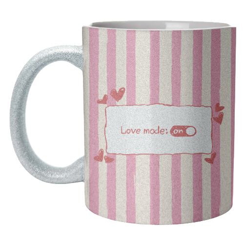 Love Mode On Pink Aesthetic Stripes - unique mug by EZbie