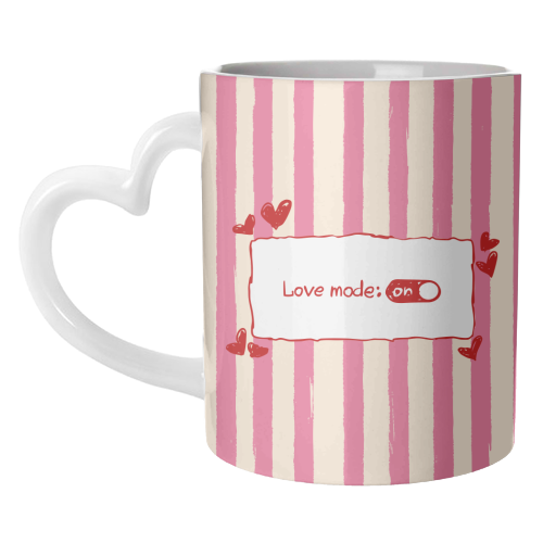 Love Mode On Pink Aesthetic Stripes - unique mug by EZbie