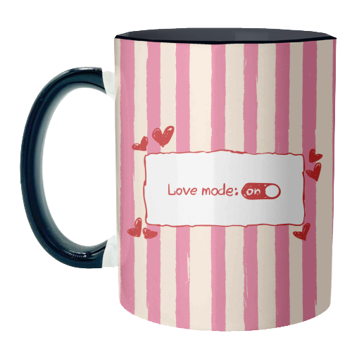Love Mode On Pink Aesthetic Stripes - unique mug by EZbie