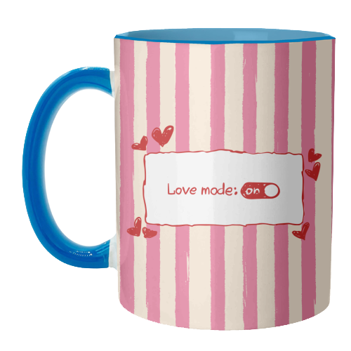 Love Mode On Pink Aesthetic Stripes - unique mug by EZbie