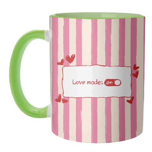 Love Mode On Pink Aesthetic Stripes - unique mug by EZbie