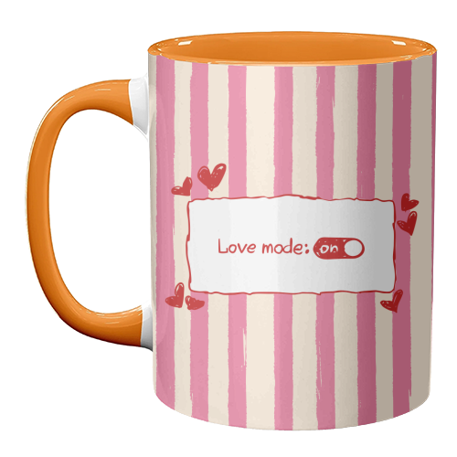 Love Mode On Pink Aesthetic Stripes - unique mug by EZbie